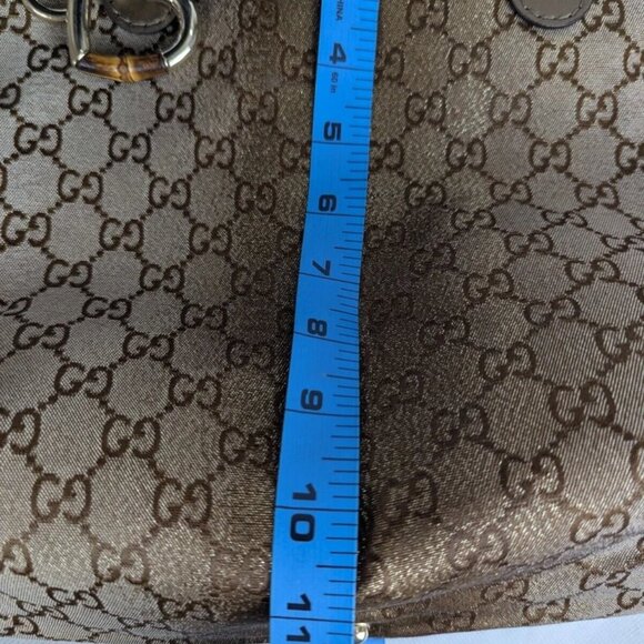 Auth Gucci GG Lurex Heart Bit Canvas Handbag Brown/Bronze Made in Italy - Picture 9 of 13